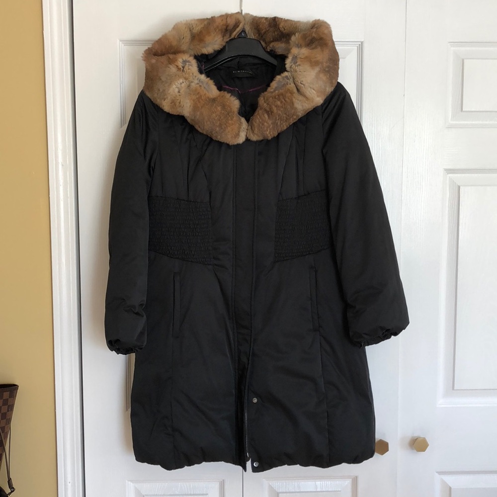Elie Tahari- down puffer cost with real fur trim